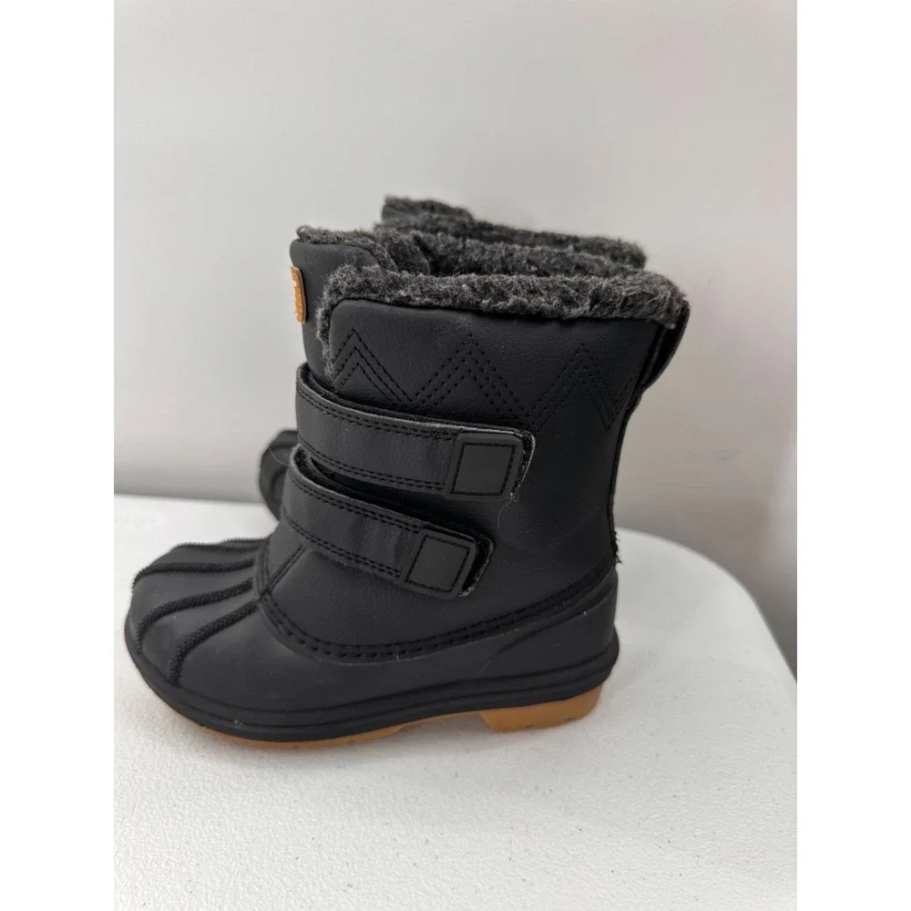 Cat & Jack Toddler Black Winter Boots Size 10 Faux Fur Lining Snow Rubber Sole‎